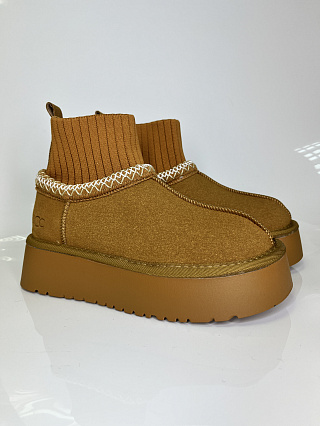 Угги зимние на платформе кэмел фото