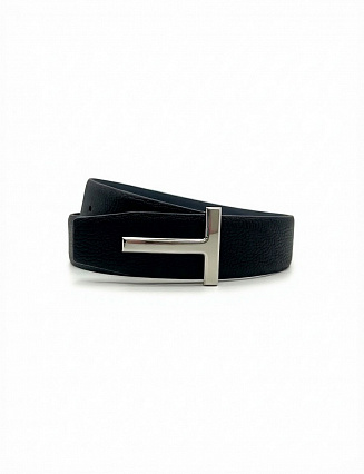 Tom Ford T-Icon Double-Sided Belt, чёрная/тёмно‑синяя кожа, зернистая фактура фото
