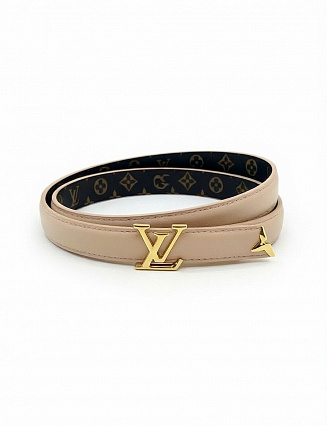 Louis Vuitton Ремень Pretty LV 20 мм из бежевой кожи с монограммой и пряжкой LV из жёлтого золота фото
