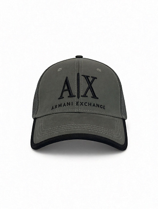 Серо‑оливковая бейсболка‑trucker Armani Exchange с объёмным логотипом A|X фото