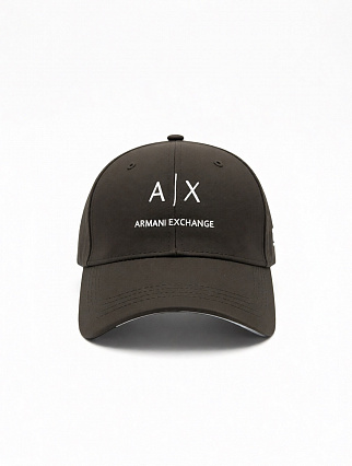 Бейсболка Armani Exchange тёмно‑серого цвета с белым логотипом A|X и надписью «ARMANI EXCHANGE» фото
