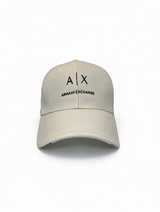 Бежевая бейсболка Armani Exchange с лаконичным логотипом A|X и надписью «ARMANI EXCHANGE» фото