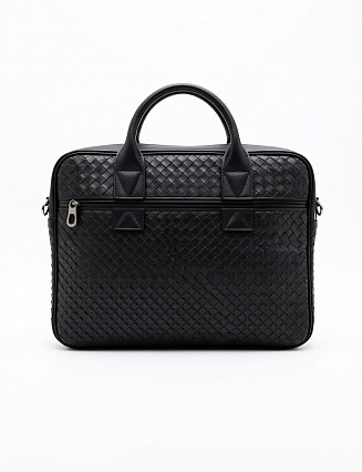 Bottega Veneta Intrecciato Briefcase, чёрная телячья кожа, плетение Intrecciato фото
