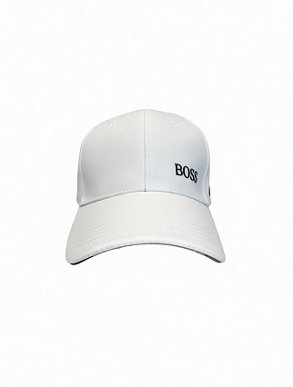 Белая бейсболка BOSS с лаконичным чёрным логотипом фото