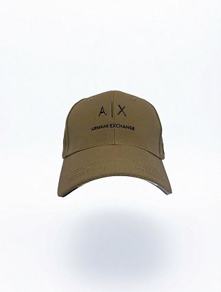 Бейсболка Armani Exchange цвета хаки с логотипом A|X и надписью «ARMANI EXCHANGE» фото
