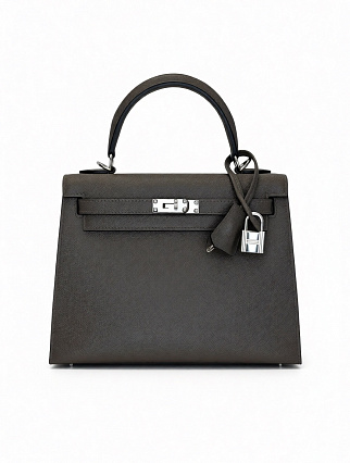 Сумка Hermès Kelly 28, кожа Epsom, оттенок Gris Tourterelle, фурнитура из палладия фото