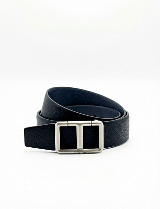 Tom Ford Double-Sided Belt, чёрная/тёмно‑синяя кожа, фактура «личи» фото