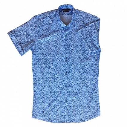 Рубашка BOTTEGA с коротким рукавом голубая фото