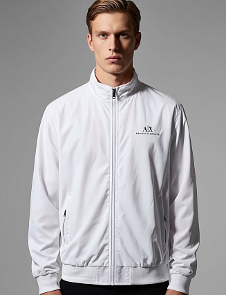 Ветровка Armani Exchange, белая, мужская, с логотипом A|X фото